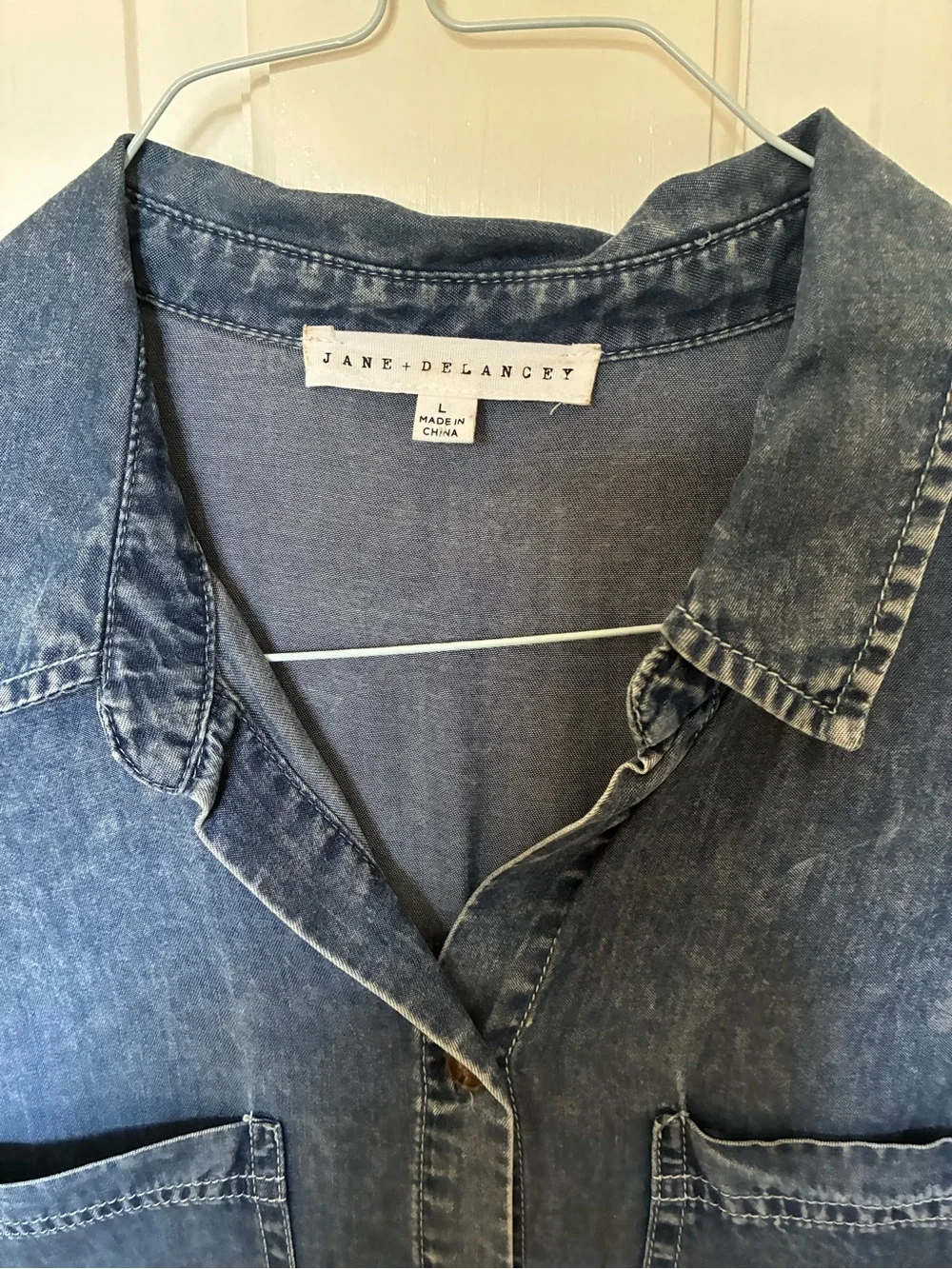 Jane + Delancey Washed Denim Button-Up Shirt - Slate Blue - Picture 2 of 7